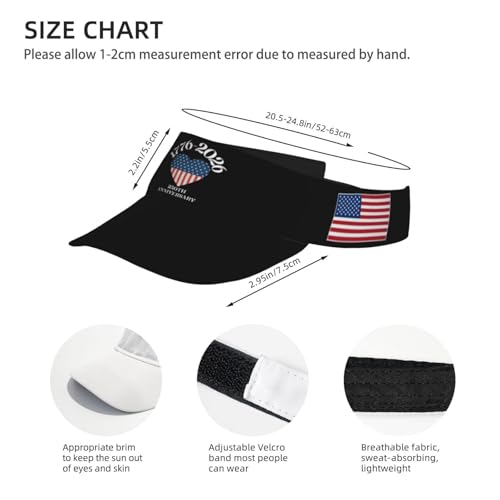 United States 250th Anniversary Hat USA Est 1776 America Patriotic Visor Cap Adjustable Sun Hat for Women Men Sports Beach - color: Black16