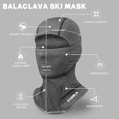 Winter Balaclava Ski Mask for Men Women Thermal Face Mask Breathable Face Cover for Cold Weather Motorcycle Snowboard - color: Dark Grey