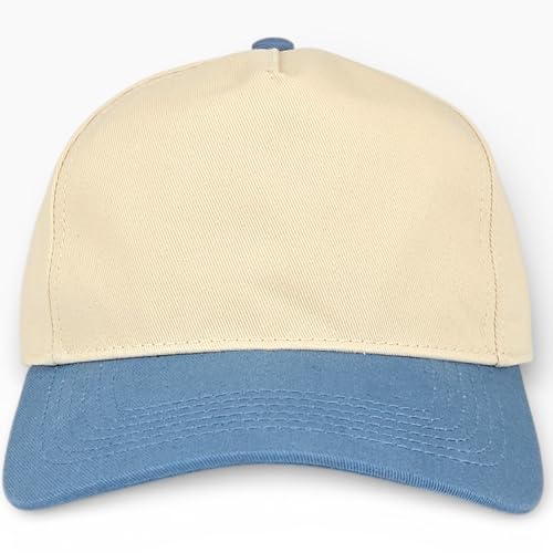 E BY ELIDAN Two Tone A-Frame Trucker Hat, 5-Panel Blank Baseball Snapback - color: Stone Denim