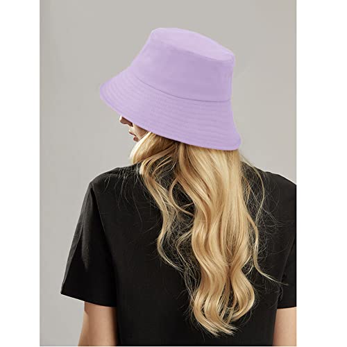 Unisex Bucket Hat Beach Sun Hat Aesthetic Fishing Hat for Men Women Teens, Reversible Double-Side-Wear - color: Light Purple