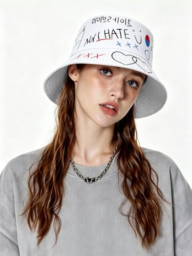 Packable Reversible Printed Bucket Hat Unisex for Men Women Beach Fisherman Cap - color: White-3