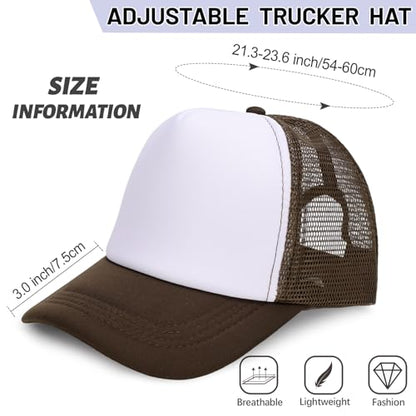 Ultrafun 10 Pack Trucker Hat Mesh Sublimation Blank Hats Adjustable Baseball Caps Hats for Men Women - color: Brown White