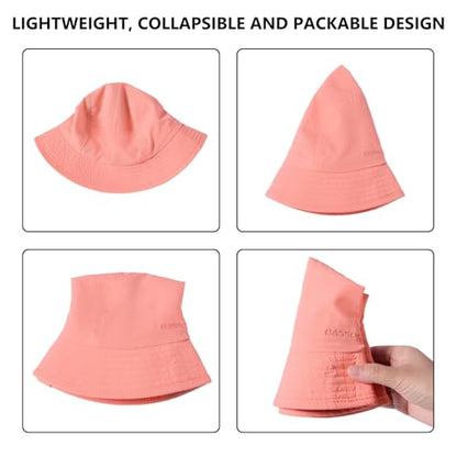 BASSDASH UPF50+ Fishing Bucket Hat for Men Women Lightweight Water Resistant Packable Outdoor Summer Sun Hats FH13 - color: Peach Pink