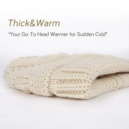 FURTALK Winter Beanie Hat for Women Satin Lined Cable Knit Chunky Slouchy Beanies Skull Warm Cap - color: Beige
