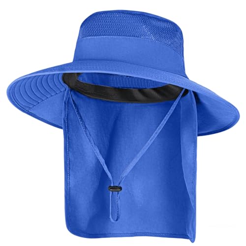 ZOORON Sun Hats for Men Women with Neck Flap Fishing UPF 50+ UV Protection - color: Royal Blue