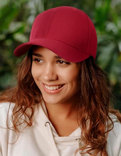 Edoneery Baseball Cap for Men and Women, Low Profile Washed Cotton Dad Hat - color: Red