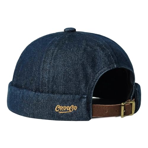 Clakllie Cotton Docker Hat Brimless Hats for Men Retro Sailor Skullcap - color: Fma2503-blue