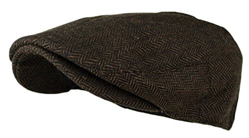 Wonderful Fashion Men's Classic Herringbone Tweed Wool Blend Newsboy Ivy Hat (Large/X-Large, Charcoal) - color: Dark Brown, size: Large-X-Large