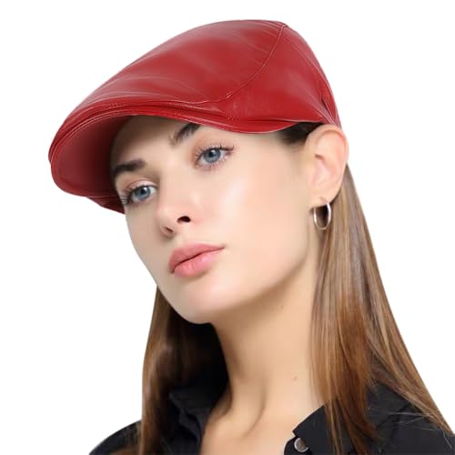 DOCILA Newsboy Flat Cap Women Men Fashion Print Gatsby Ivy Caps Adjustable All Seasons Cabbie Beret Hats - color: A-red
