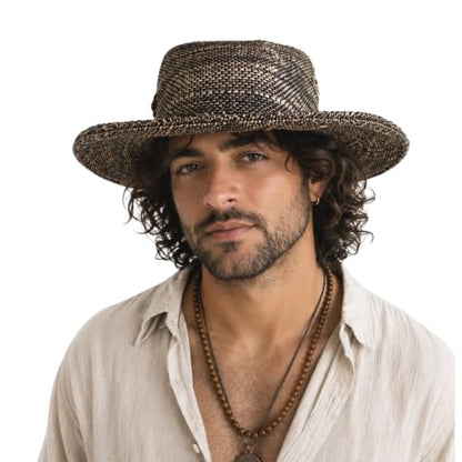 Hemp Sun Hat M/L/XXL Foldable Wide Wire Brim Hat for Farmers & Gardeners Adjustable Beach Hat, Unisex Style - color: Black, size: X-Large-XX-Large