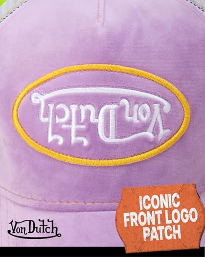 Von Dutch Unisex Velvet Trucker Hat, Curved Bill, Mesh Back, Snapback - color: Barely Grape