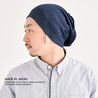 CHARM Mens Slouch Beanie Hat - Womens Organic Cotton Hipster Chemo Slouchy Cap - color: Navy