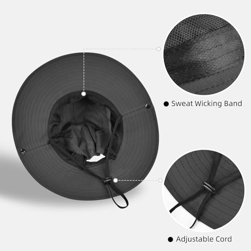 Rosoz Ponytail Sun Bucket Hats for Women UV Protection Foldable Wide Brim - color: 1 Pack-black