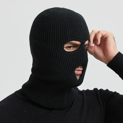 TOPTIE 3 Hole Full Face Balaclava, Double Knit Acrylic Winter Mask - color: Orange