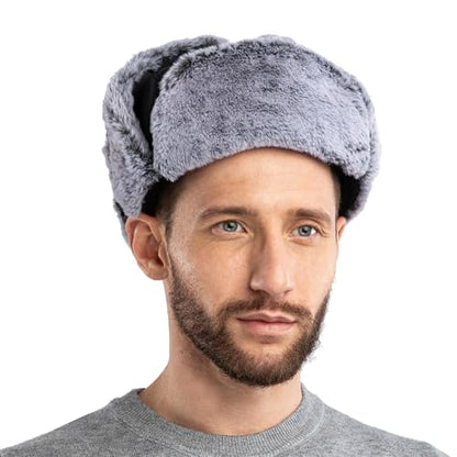 Men Winter Bomber Wool Ear Flap Russian Hat Women Warm Fleece Waterproof Trapper Ushanka Cap Outdoor Ski Hunting Teen - color: Black