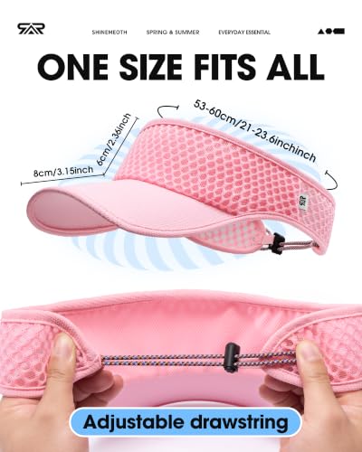 SUNMECI Mesh Breathable Sports Visor - Men Women Adjustable Lightweight Quick Dry Sun Hat for Tennis, Golf, Running - color: Pink