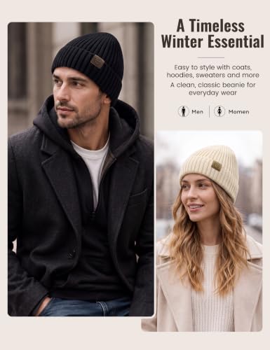 Durio Unisex Silk Lined Beanie Double Layered Winter Hats - color: Red