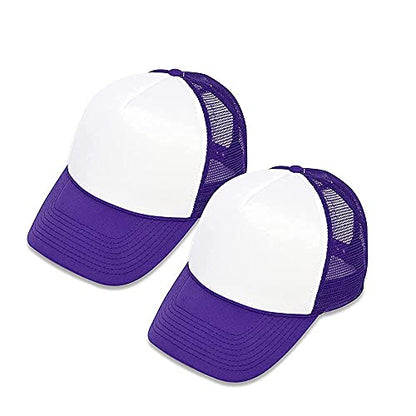 MR.R Sublimation Blanks Polyester Mesh Cap Mesh Hat Two Tone Trucker Summer Mesh Cap with Adjustable Snapback,2pcs per Pack - color: Purple
