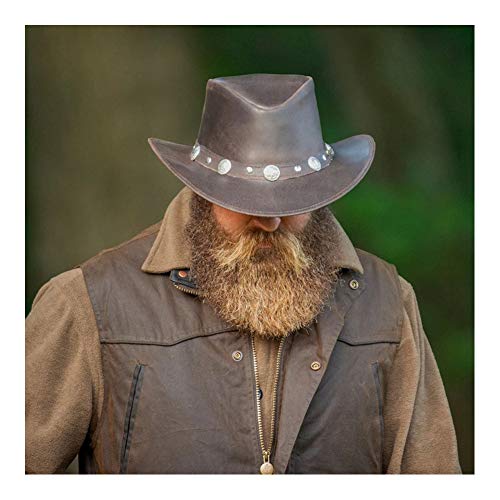 Outback Trading Company Men's 1376 Rawhide UPF 50 Leather Western Hat with Adjustable Chin Cord - size: Large