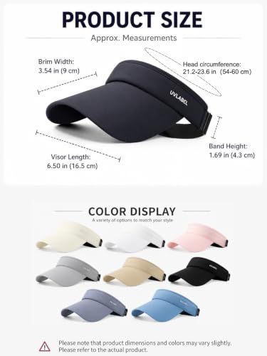 UPF 50+ Wide Brim Sport Sun Visor Hat for Women - color: Light Beige