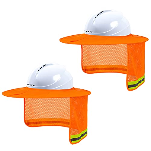 Hard Hat Sun Shade, High Vis Sun Visor Shade Full Brim, Orange, 2PCS - color: 2 Packs Orange
