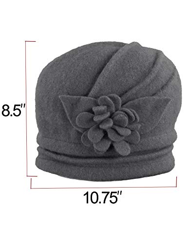 Dahlia Women's Winter Hat - Wool Cloche/Bucket Hat, Slouch, Flower - color: Tan