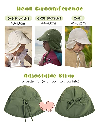 FURTALK Baby Sun Hat with Neck Flap UPF 50+ Toddler Quick Dry Swim Hat - color: Green, size: 6-24 Months