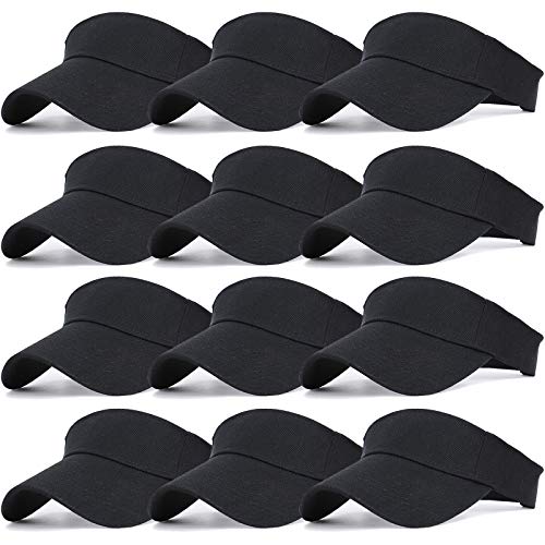 Ultrafun 12 Pack Sun Visor Hats Women Men Outdoor Sports Beach - color: 12pack-black