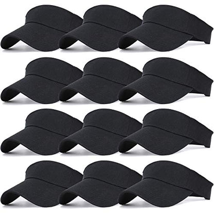 Ultrafun 12 Pack Sun Visor Hats Women Men Outdoor Sports Beach - color: 12pack-black