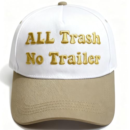 Hat Funny Embroidered Trucker Hat Adjustable Two Tone Snapback Canvas Baseball Cap for Womens - color: Gold-all Trash No Trailer