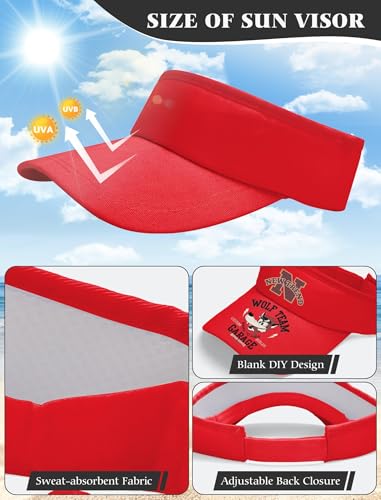 12 Pack Sun Visor Hats Softball Adjustable Cap Sun Protection for Women Men - color: Red