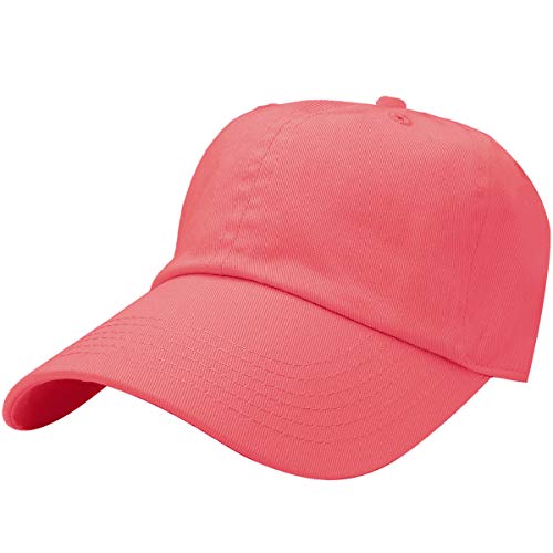 Falari Classic Baseball Cap Dad Hat 100% Cotton Soft Adjustable Size - color: Coral