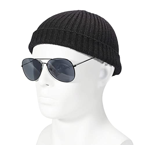ZLYC Men Winter Knit Fisherman Beanie Hat Fashion Warm Daily Skull Cap - color: Solid Charcoal