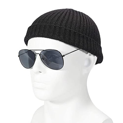 ZLYC Men Winter Knit Fisherman Beanie Hat Fashion Warm Daily Skull Cap - color: Solid Charcoal