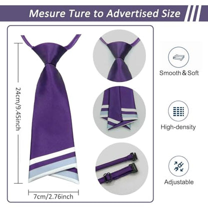 Mantieqingway Women Uniform Necktie Adjustable Strap Striped Pre-tie Ties - color: Dark Purple