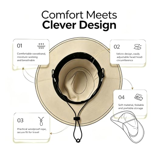 Straw Panama Hat for Men Women, Beach Sun Fedora Hat - color: Khaki-brown