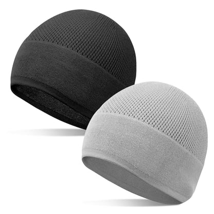 Bamboo Lightweight Skull Cap Beanie Hat for Men Women, Soft and Comfy Sleep Cap Watch Hat - color: Black/Grey