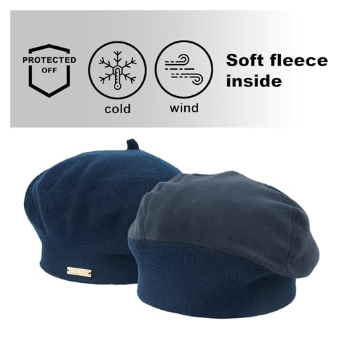 Beret - Warm Lined Wool Angora Knit Berets - French Paris Hat for Women - color: Blue