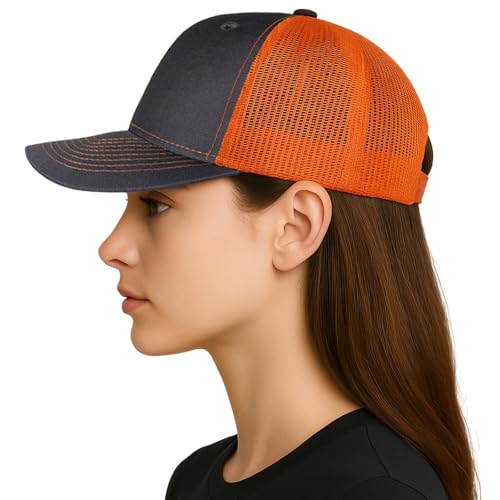 TOPTIE 6-Panel Baseball Cap, Adjustable Snapback Trucker Hat with Mesh - color: Biscuit