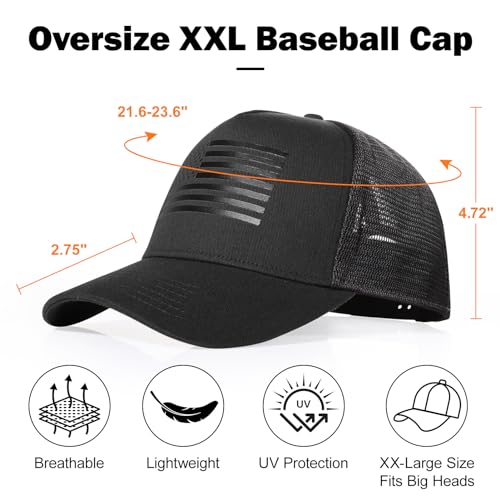 Oversize XXL American Flag Trucker Hat - color: Black, size: XX-Large