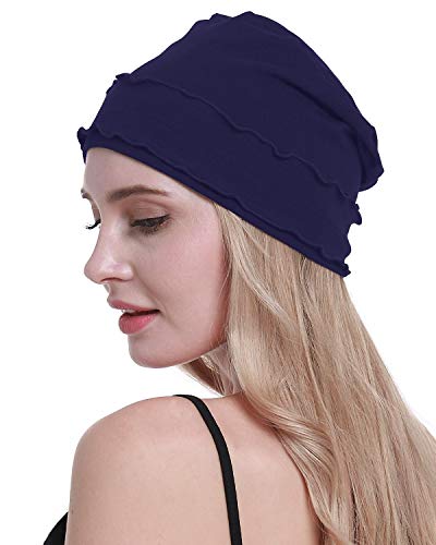 osvyo Chemo Headwear Turban Cap for Women - Cancer Beanie Hair Loss Sealed Packaging - color: Cotton Denim Blue