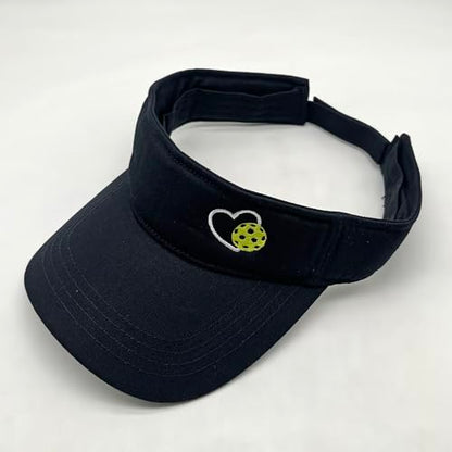 Embroidered Pickleball Visor Men Women,Gifts for Pickleball Lovers - color: Black, style: Pickleball Heart