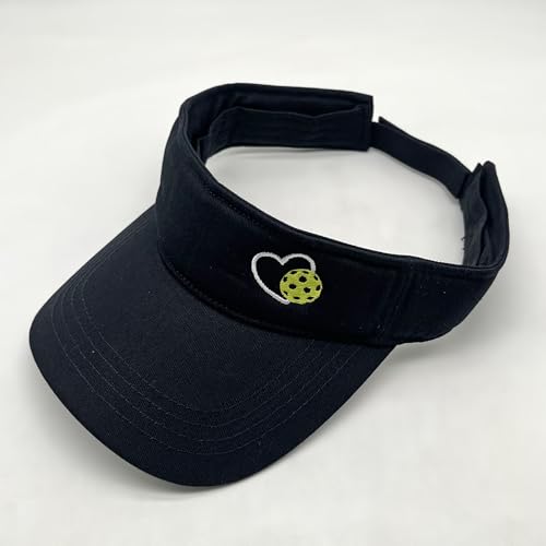 Embroidered Pickleball Visor Men Women,Gifts for Pickleball Lovers - color: Black, style: Pickleball Heart
