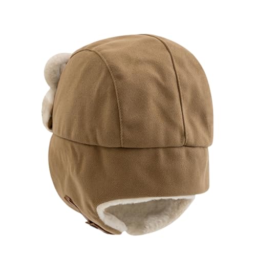 Kids Winter Trapper Hat Windproof Ushanka Aviator Hat Sherpa Fleece Lined Ski Cap for Boys Girls 2T-6T - color: Brown