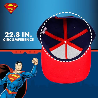 Concept One Unisex Adult DC Comics Superman Baseball Cap, Adult Adjustable Snapback Hat with Flat Brim for Men and Women - color: Navy