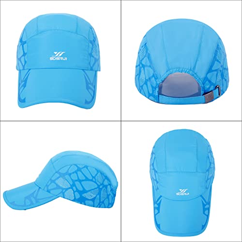 Running Hat Mesh Quick Dry Hat Baseball Cap for Women Men - color: Lakeblue+rosered