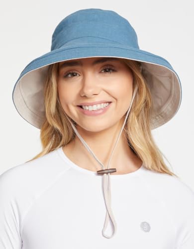 Solbari Women's Holiday Sun Hat UPF 50+ - color: Blue/Beige, size: Small-Medium