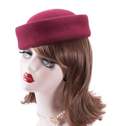 Lawliet Womens 100% Wool Felt Fascinator Hostess Pillbox Millinery Hat Base B028 - color: Wine