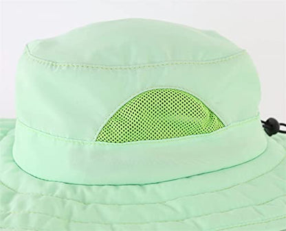 Connectyle Kids Sun Hat for Boys Girls Wide Brim Bucket Hat UPF 50+ Sun Protection Hat Breathable Summer Beach Hat - color: Mint Green