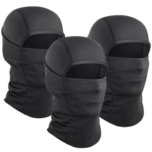 AXBXCX 3 Pack Balaclava Ski Mask - Breathable UV Protection Face Cove for Motorcycle, Football, Cycling, Outdoor Sports - color: #Black-3pcs